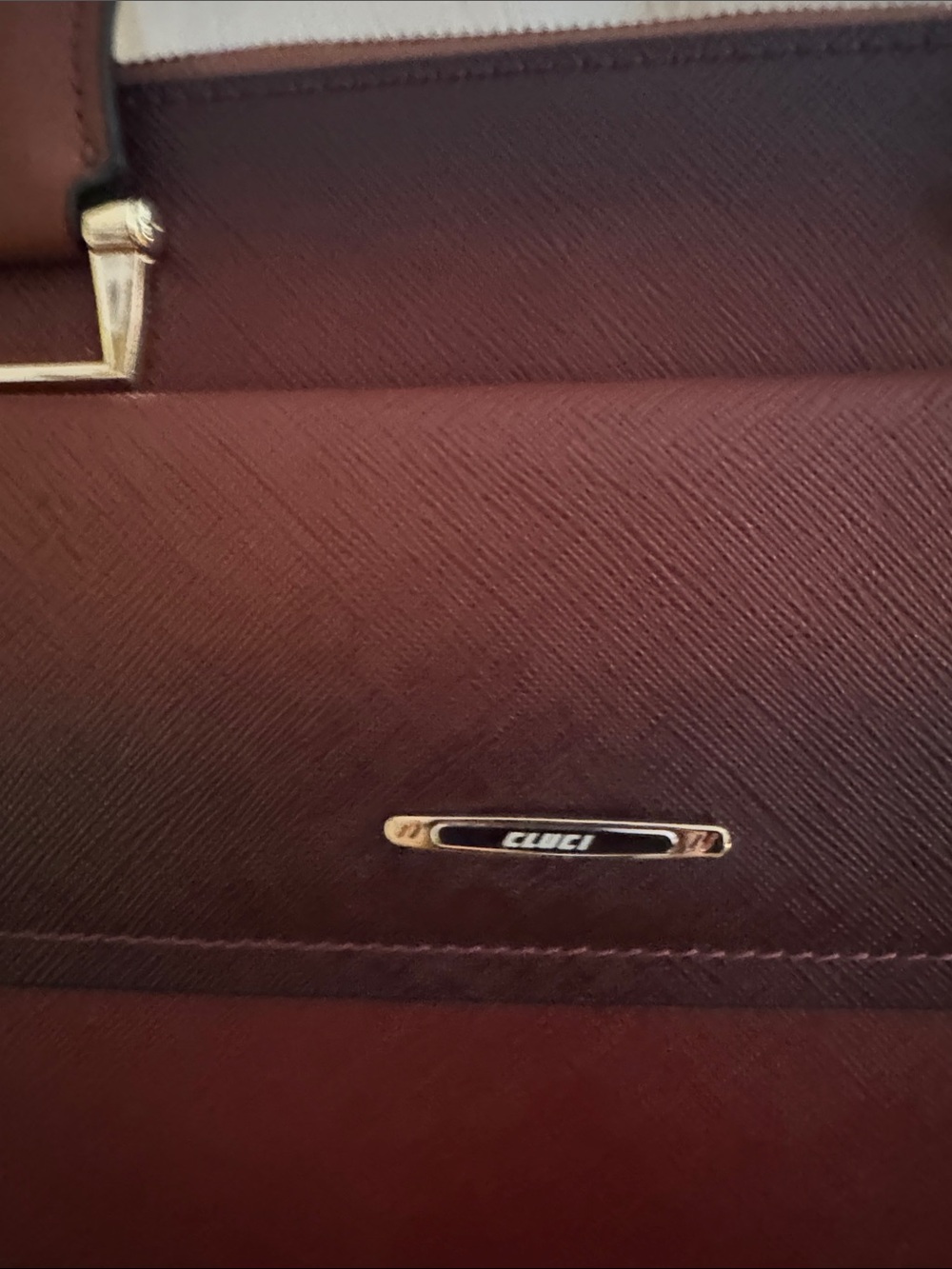 Gucci Men's Burgundy Leather Briefcase with Gold Hardware